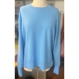 J.Crew 100% Cashmere Sweater 2X Blue Crewneck Classic Fit Soft Knit Luxe